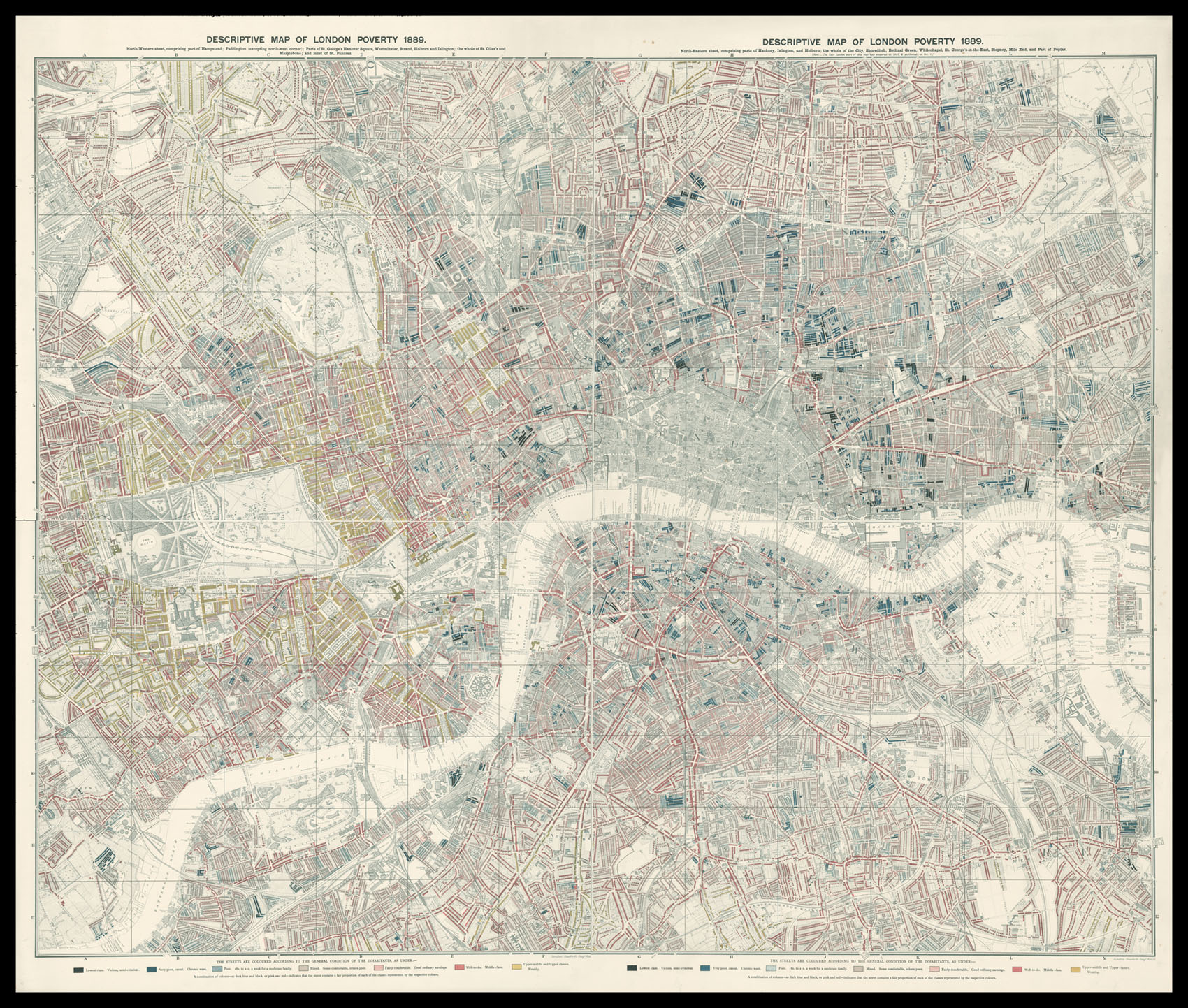 BOOTH, Charles Descriptive Map of London Poverty 1889.