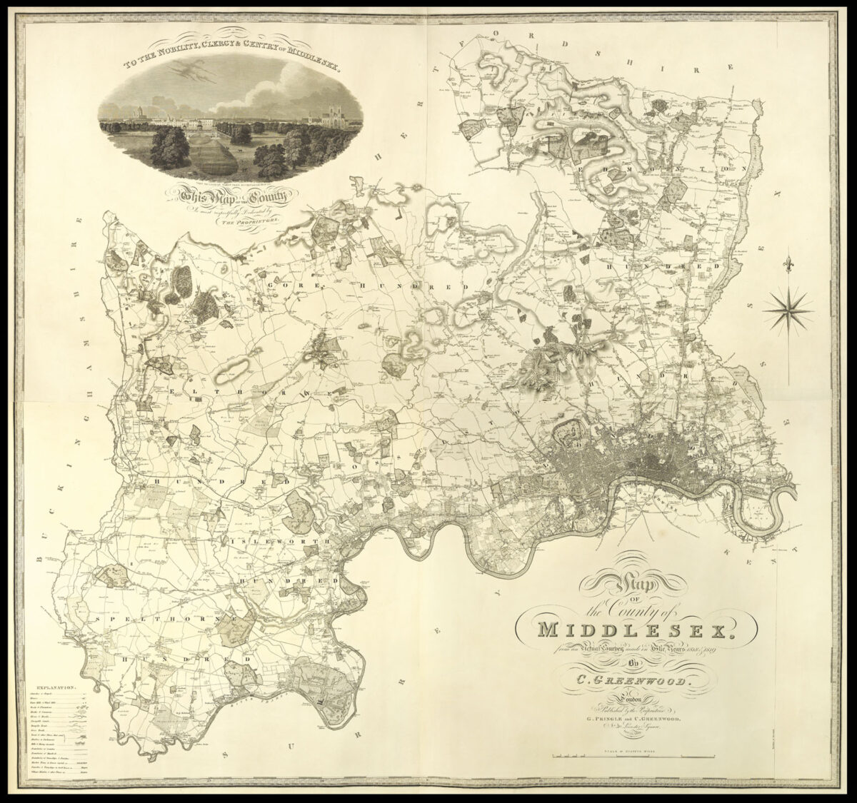 GREENWOOD, Christopher Map of the County of Middlesex