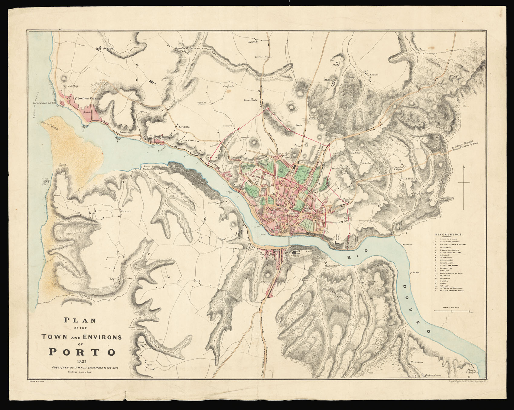WYLD, James Plan of the Town and Environs of Porto 1832.
