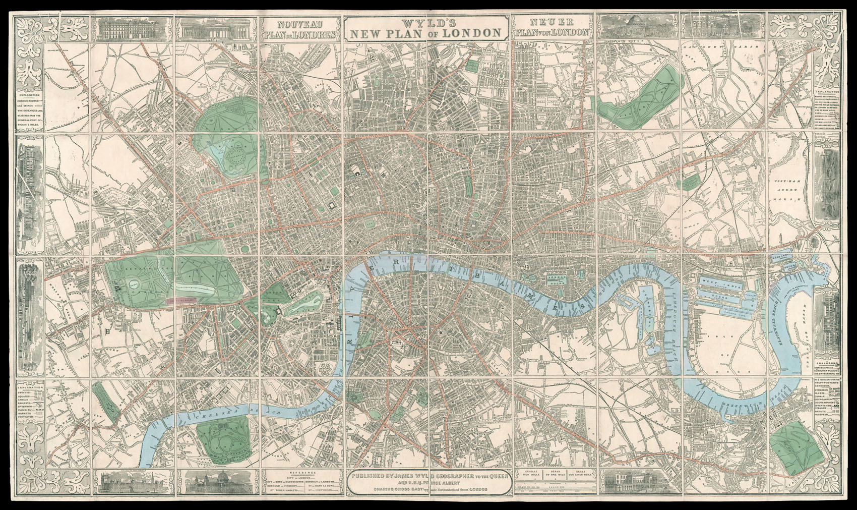 WYLD, James Wyld's New Plan of London. Nouveau Plan de Londres. Neuer Plan de London.