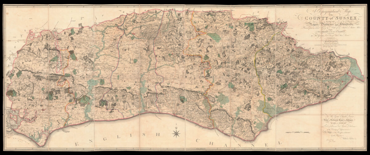 GARDNER, W., YEAKELL, T., and GREAM, Thomas A Topographical Map of the County of Sussex,