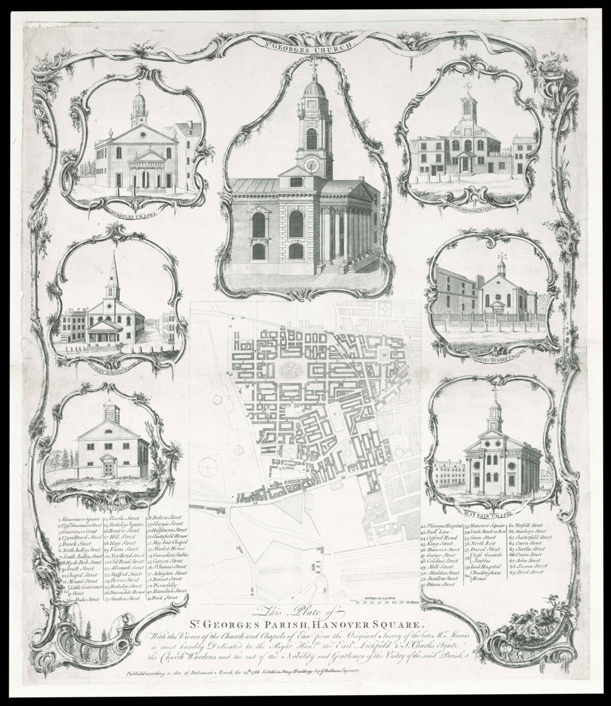 BICKHAM, G[eorge] This Plate of St. Georges Parish, Hanover Square.