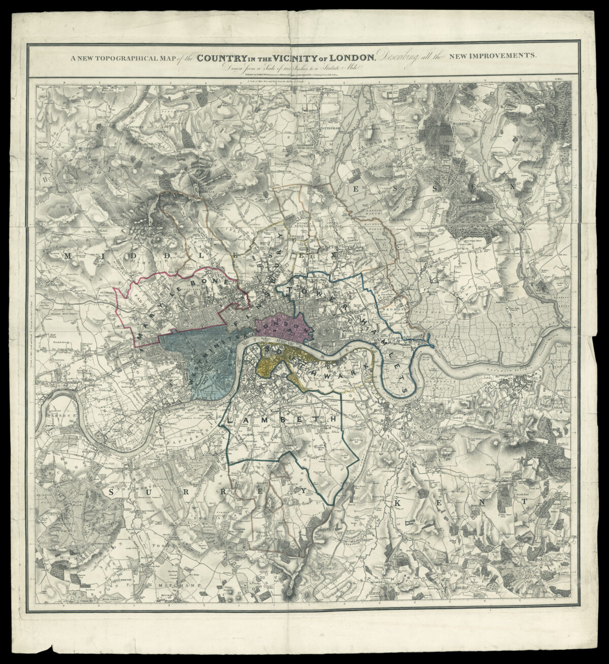 FADEN, William A New Topographical Map of the Country in the Vicinity of London, Describing all the New Improvements.