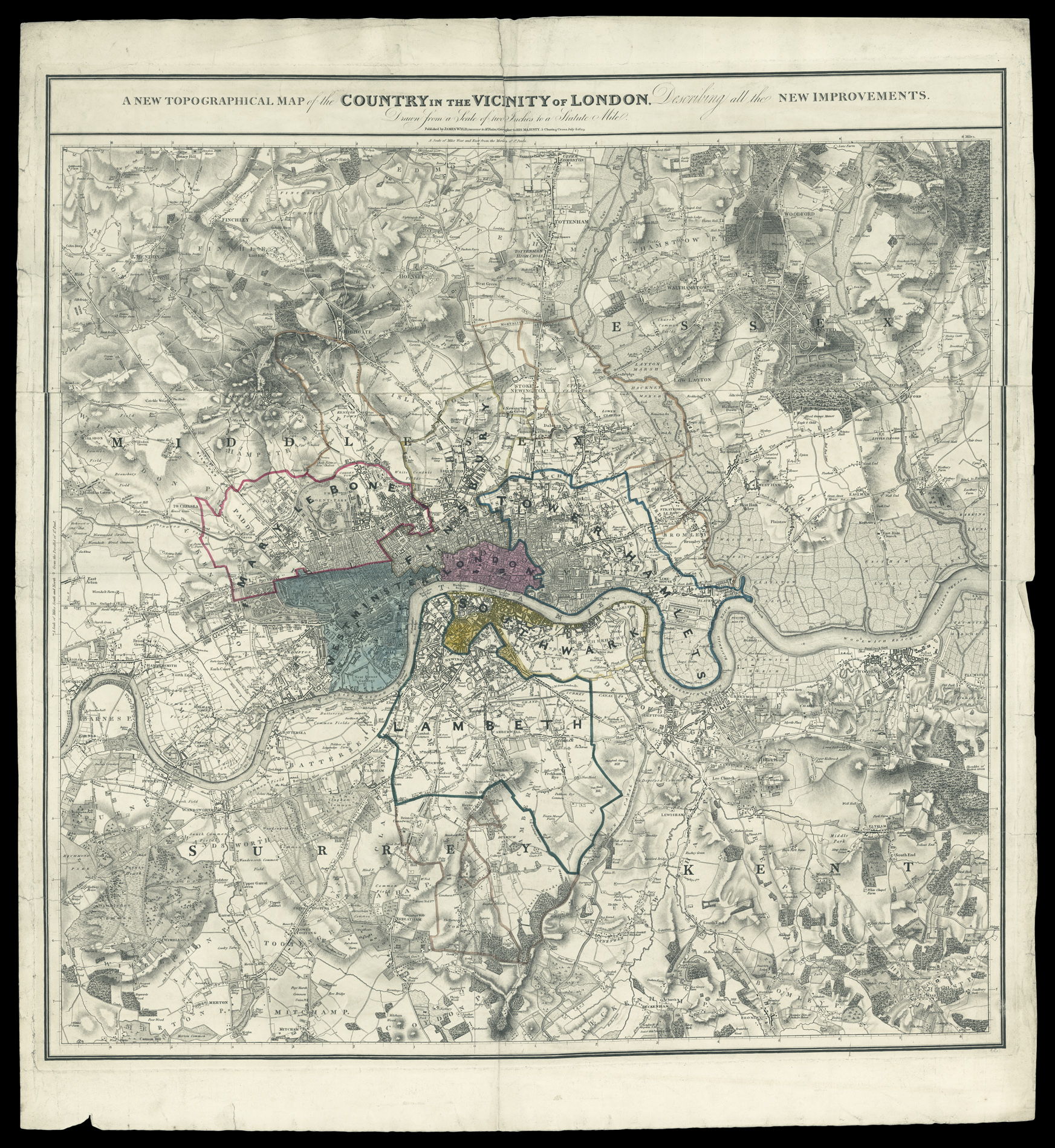 FADEN, William A New Topographical Map of the Country in the Vicinity of London, Describing all the New Improvements.