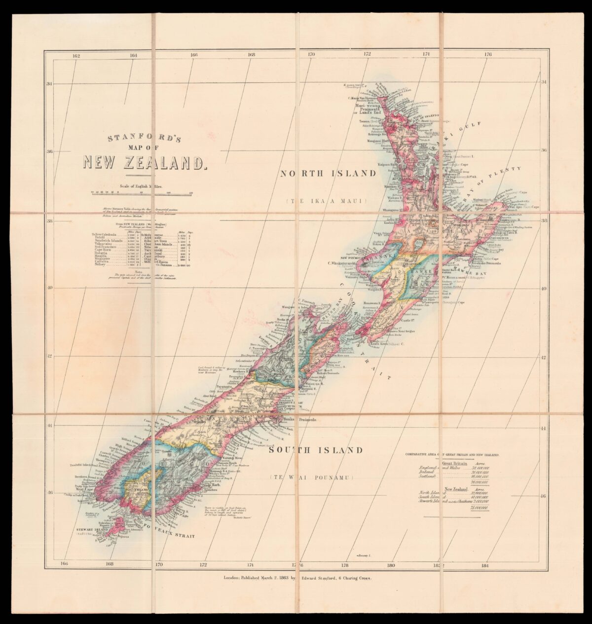 STANFORD, Edward Stanford's map of New Zealand.