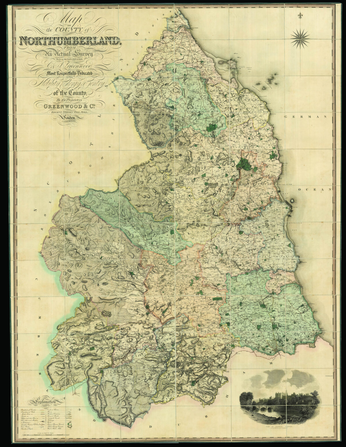 GREENWOOD, Christopher Map of the County of Northumberland