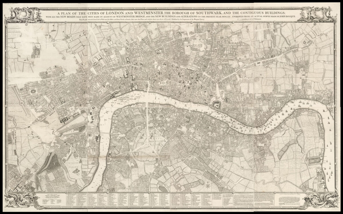 ROCQUE, John A Plan of the Cities of London and Westminster, the Borough of Southwark, and the Contiguous Buildings;