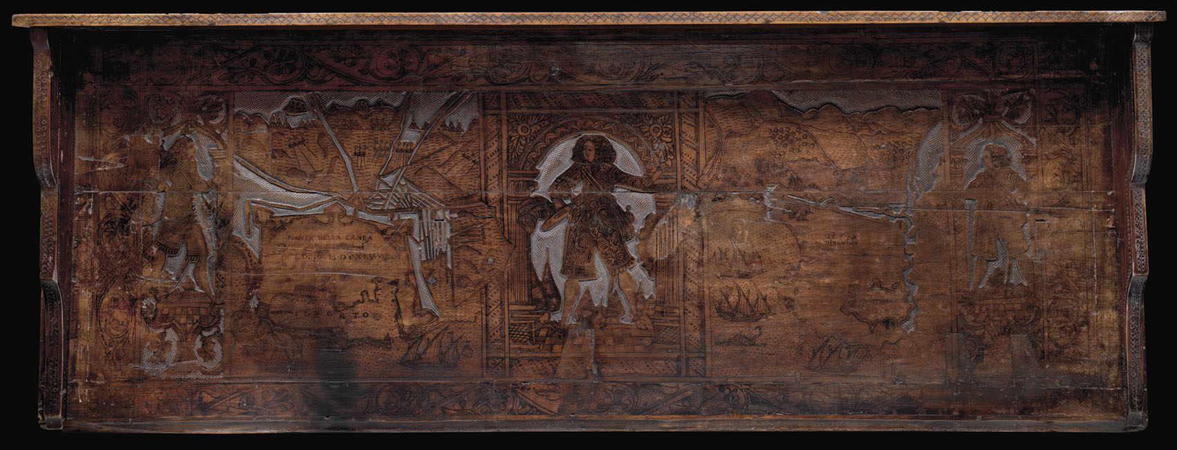 ANONYMOUS [Wooden panel depicting the Cretan ports of Chania and Rethymno].