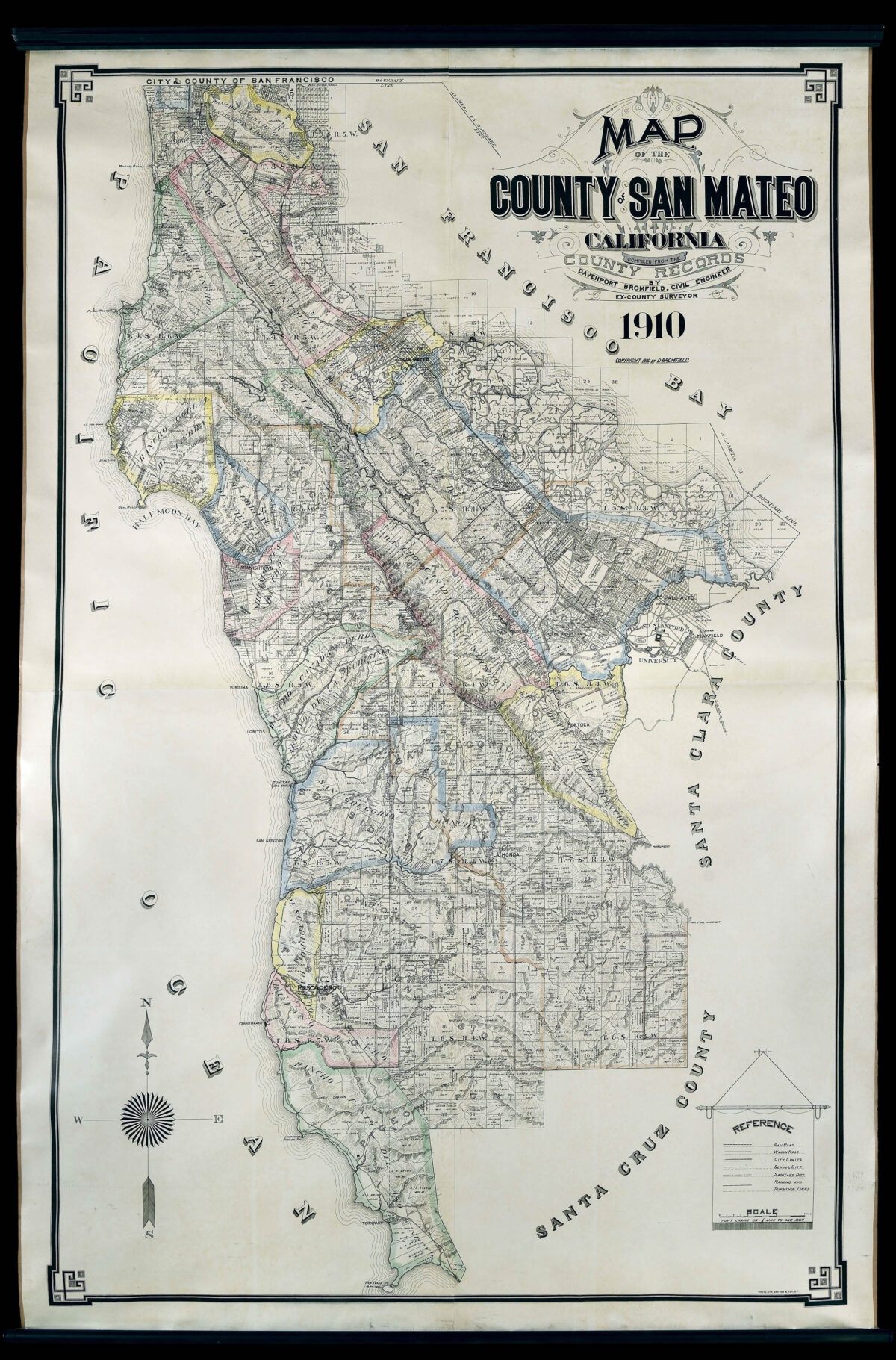 BROMFIELD, Davenport Map of the County of San Mateo California,