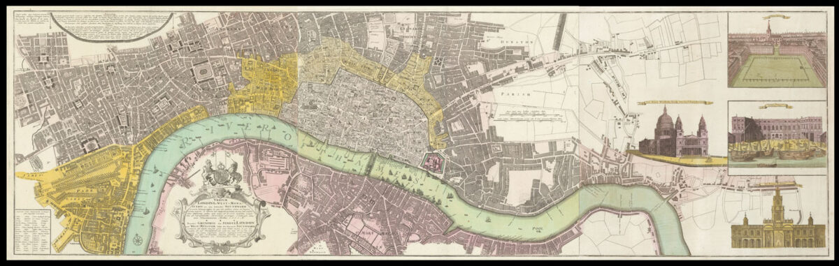 HOMANN, Heirs Vrbium Londini et West-Monasterii nec non, Suburbii Southwark accurata Ichnographia...usque ad A. 1736.