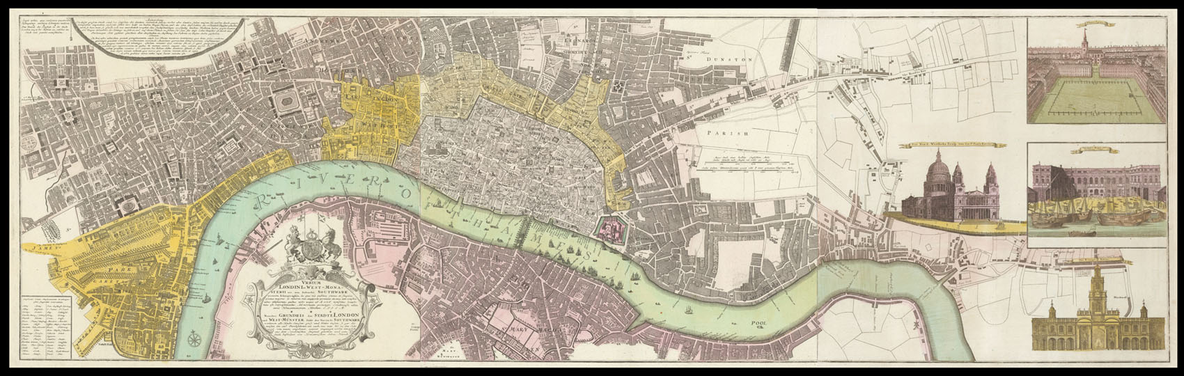 HOMANN, Heirs Vrbium Londini et West-Monasterii nec non, Suburbii Southwark accurata Ichnographia...usque ad A. 1736.