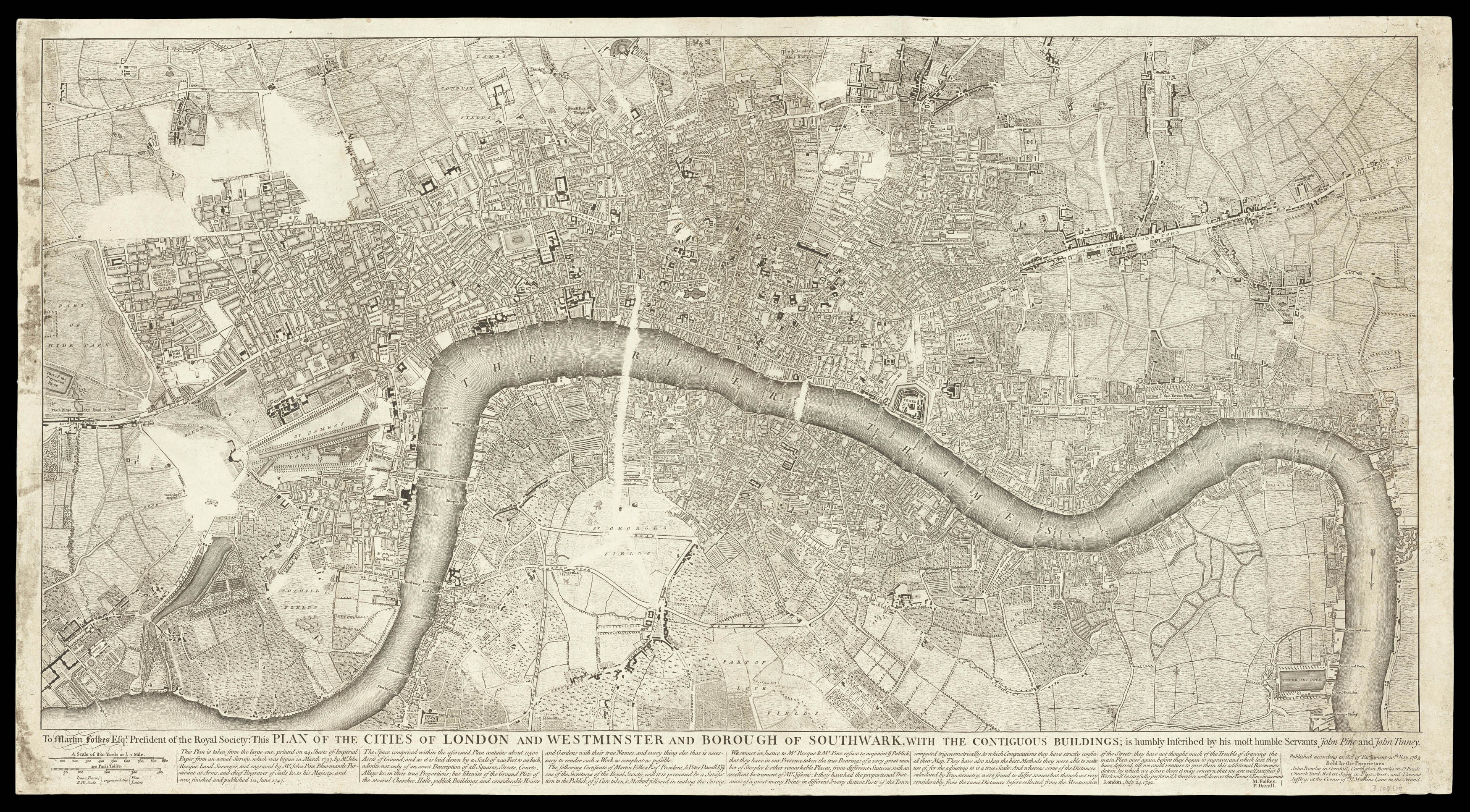 ROCQUE, John To Martin Folkes Esq[ui]r[e] President of the Royal Society: This Plan of the Cities of London