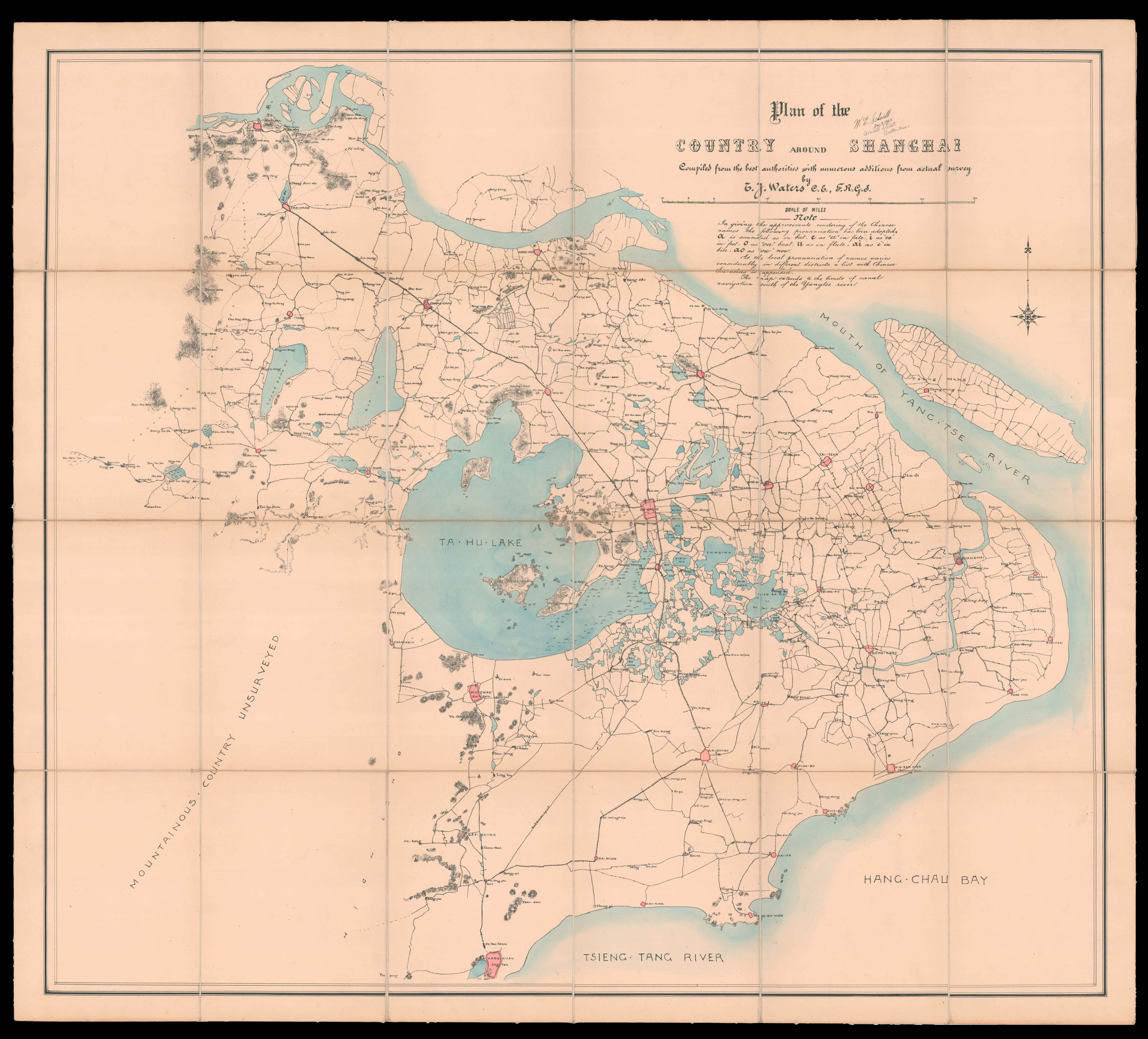WATERS, Thomas J. Map of the Country around Shanghai