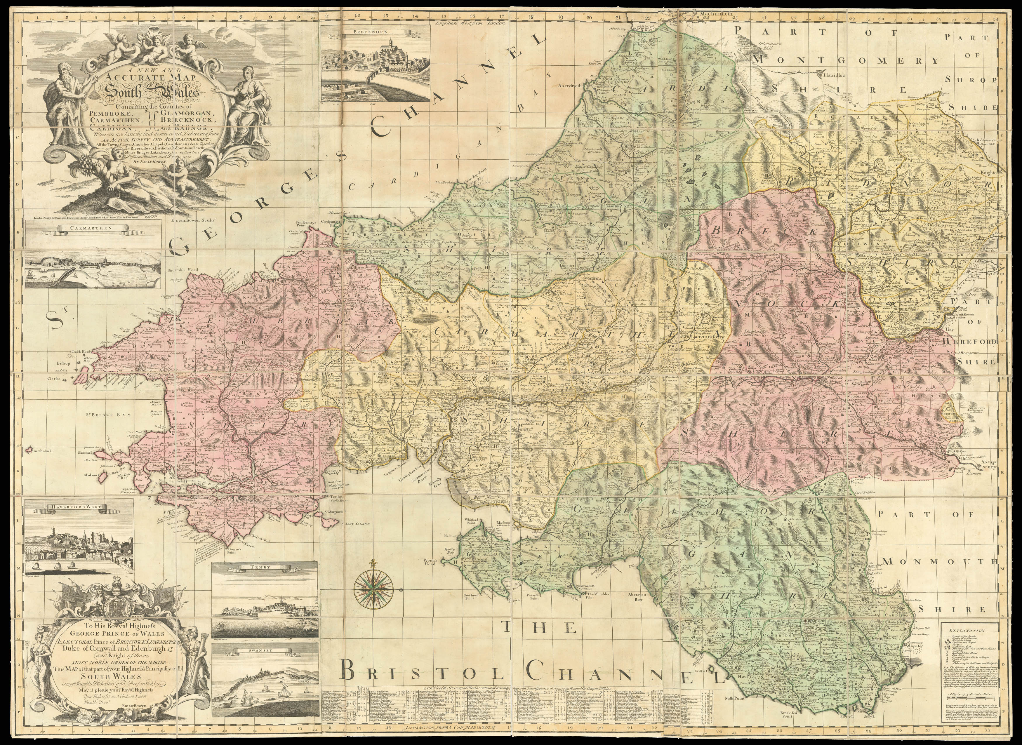 BOWEN, Eman[uel]. A new and accurate map of South Wales