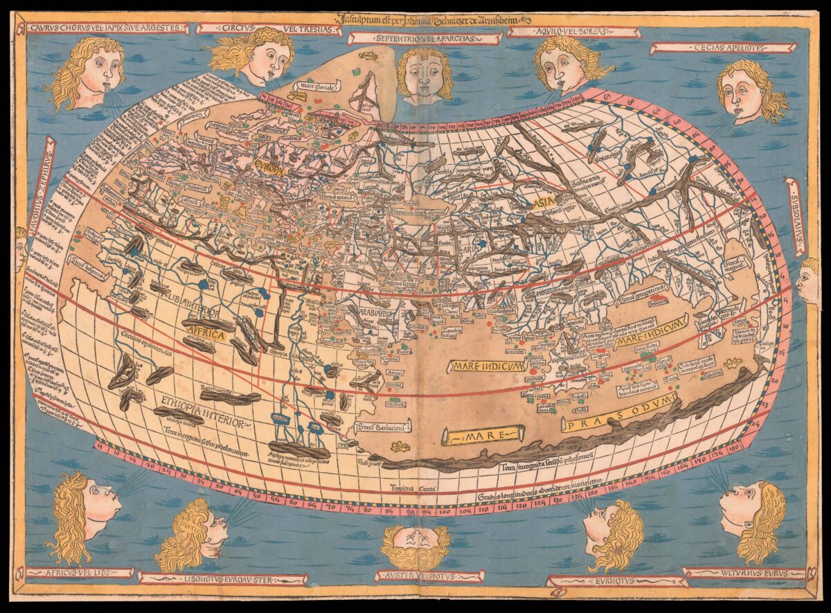 PTOLEMAEUS, Claudius; Johannes SCHNITZER OF ARMSZHEIM [Untitled World Map].
