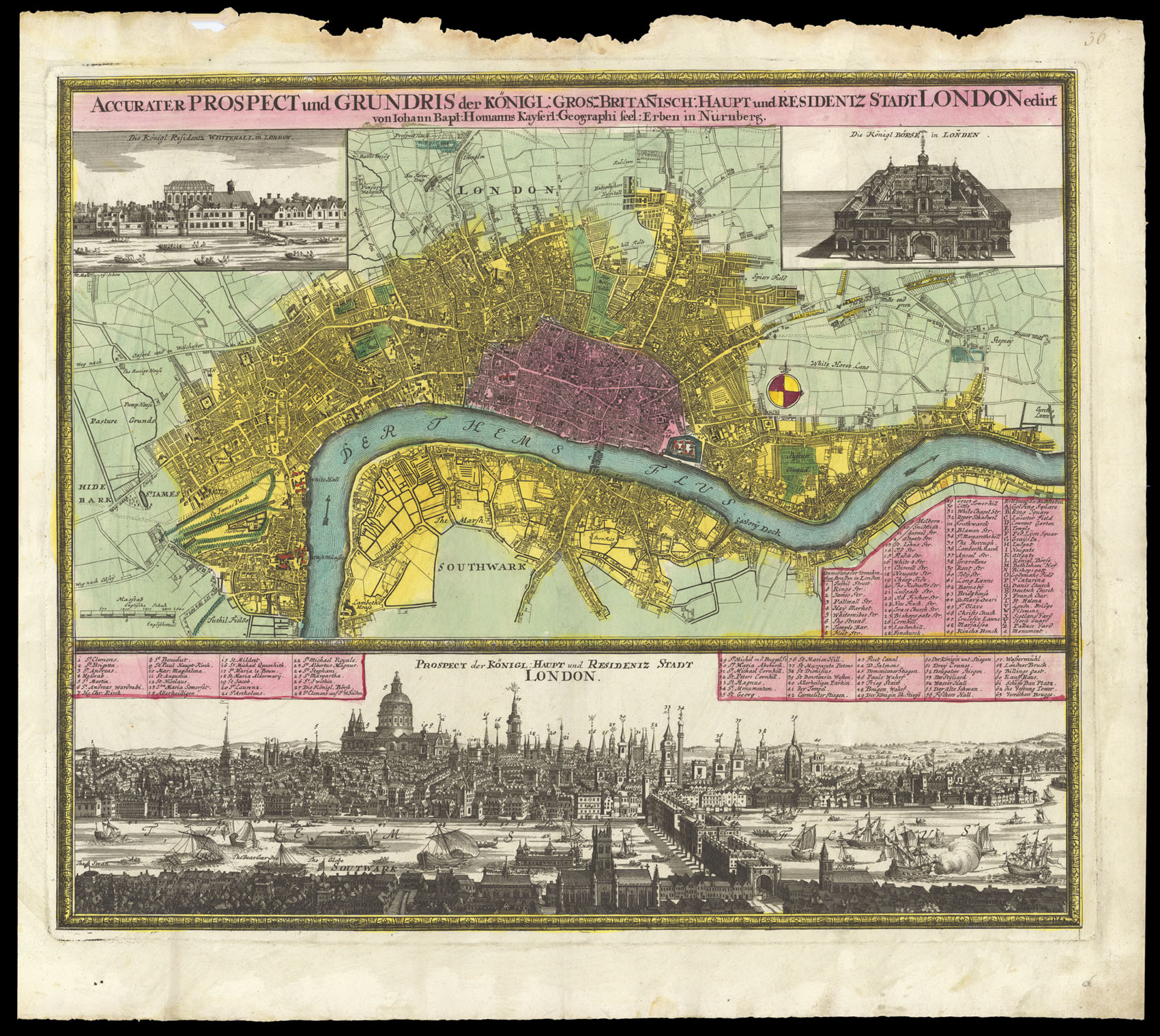 HOMANN, Johannes Baptist Accurater Prospect und Grundris der Königl: Gros-Britannisch Haupt und Residentz Stadt London.
