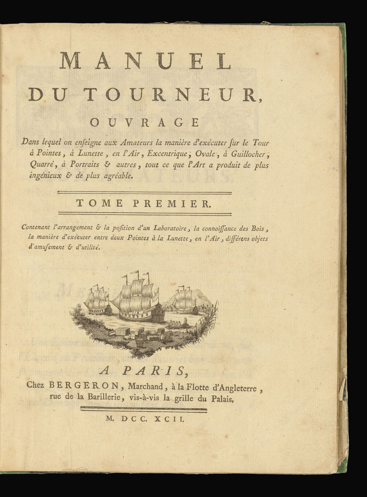 BERGERON, [Louis-Eloy] [but Louis-Georges-Isaac SALIVET] Manuel du tourneur