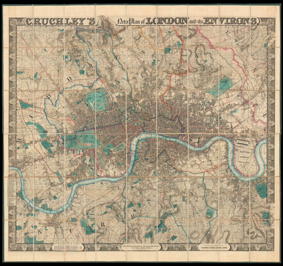 CRUCHLEY, George Frederick Cruchley's New Plan of London and Its Environs.
