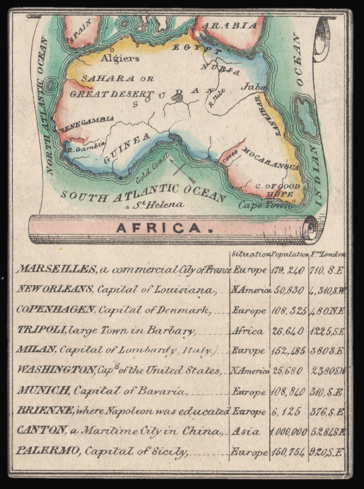 [ANONYMOUS] [Set of nine card maps with views of cities to verso].