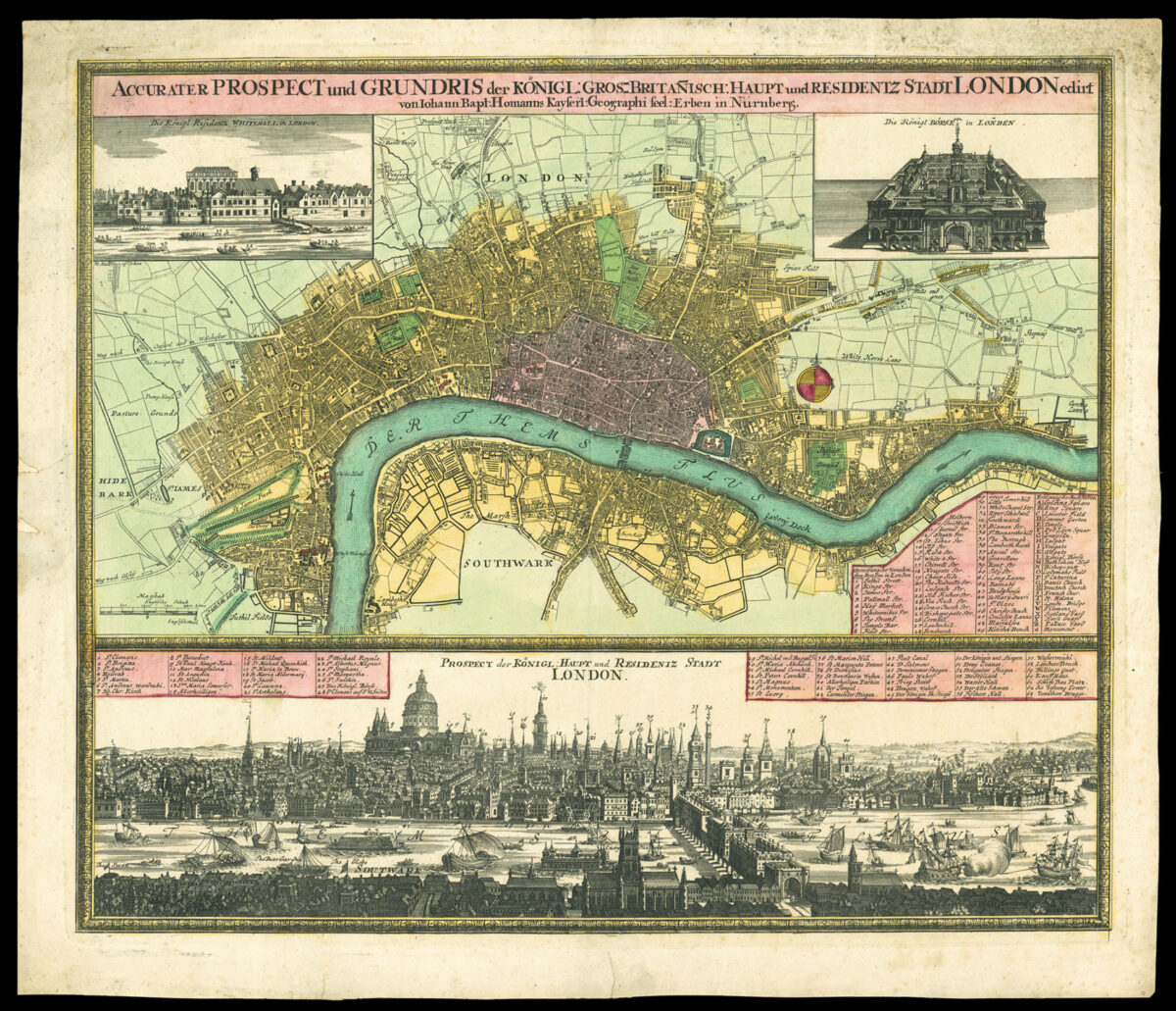 HOMANN, Johannes Baptist Accurater Prospect und Grundris der Königl: Gros-Britannisch Haupt und Residentz Stadt London.