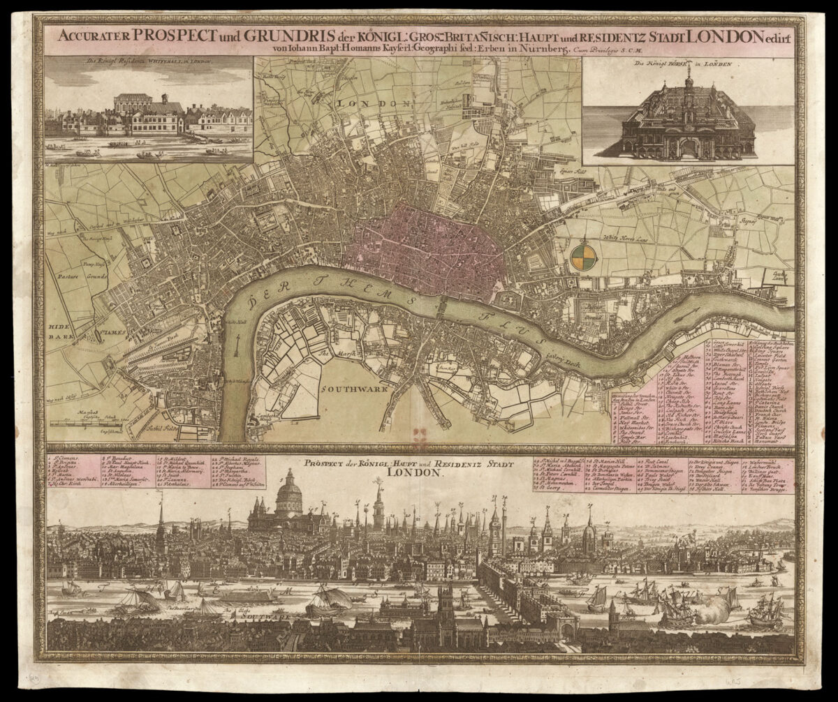 HOMANN, Johannes Baptist Accurater Prospect und Grundris der Königl: Gros-Britannisch Haupt und Residentz Stadt London.
