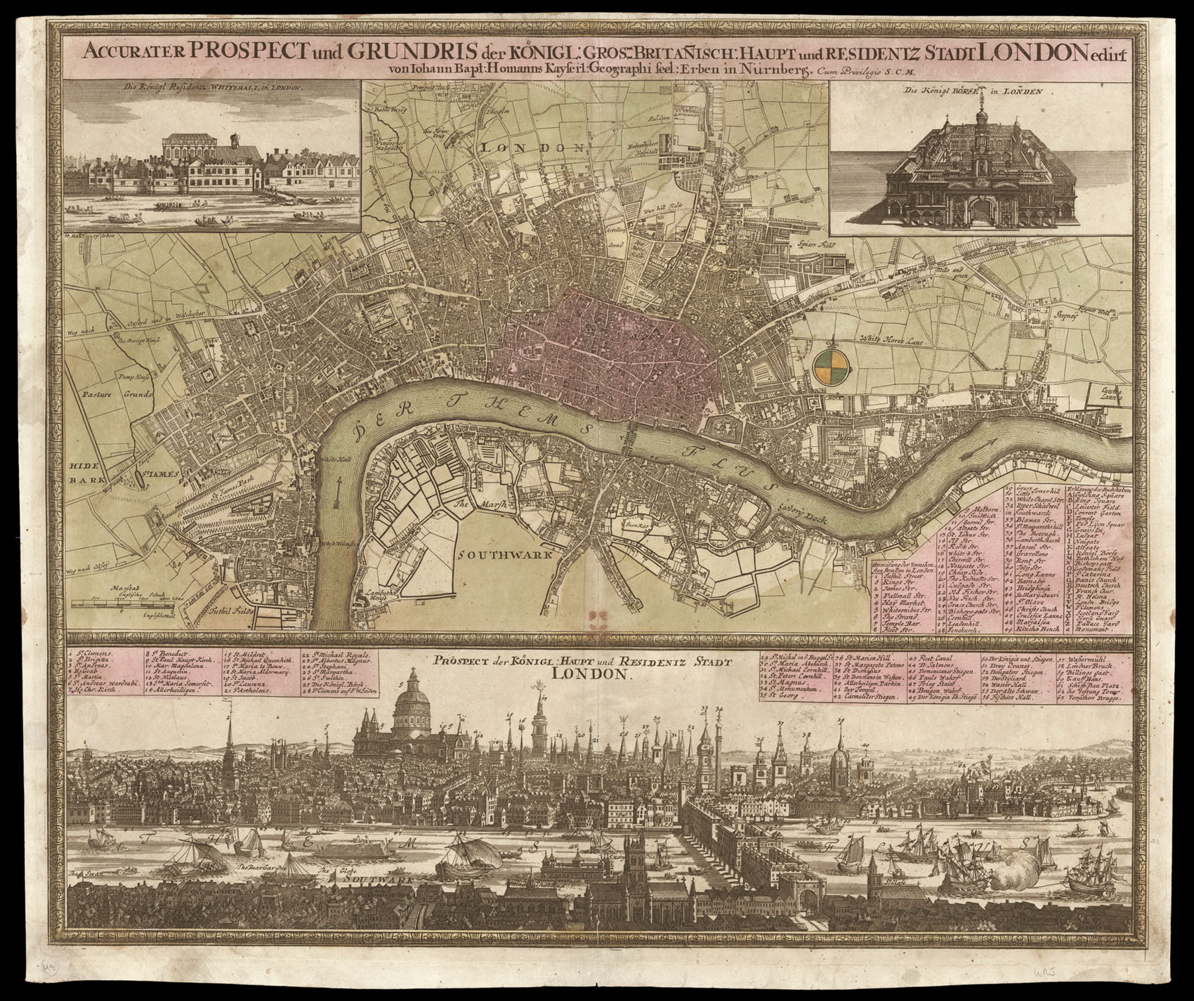 HOMANN, Johannes Baptist Accurater Prospect und Grundris der Königl: Gros-Britannisch Haupt und Residentz Stadt London.
