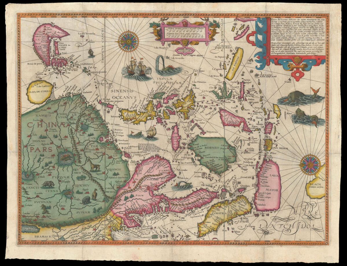 LINSCHOTEN, Jan Huyghen van Exacta & accurata delineatio cum orarum maritimdrum tum etjam locorum terrestrium quae in regionibus China,