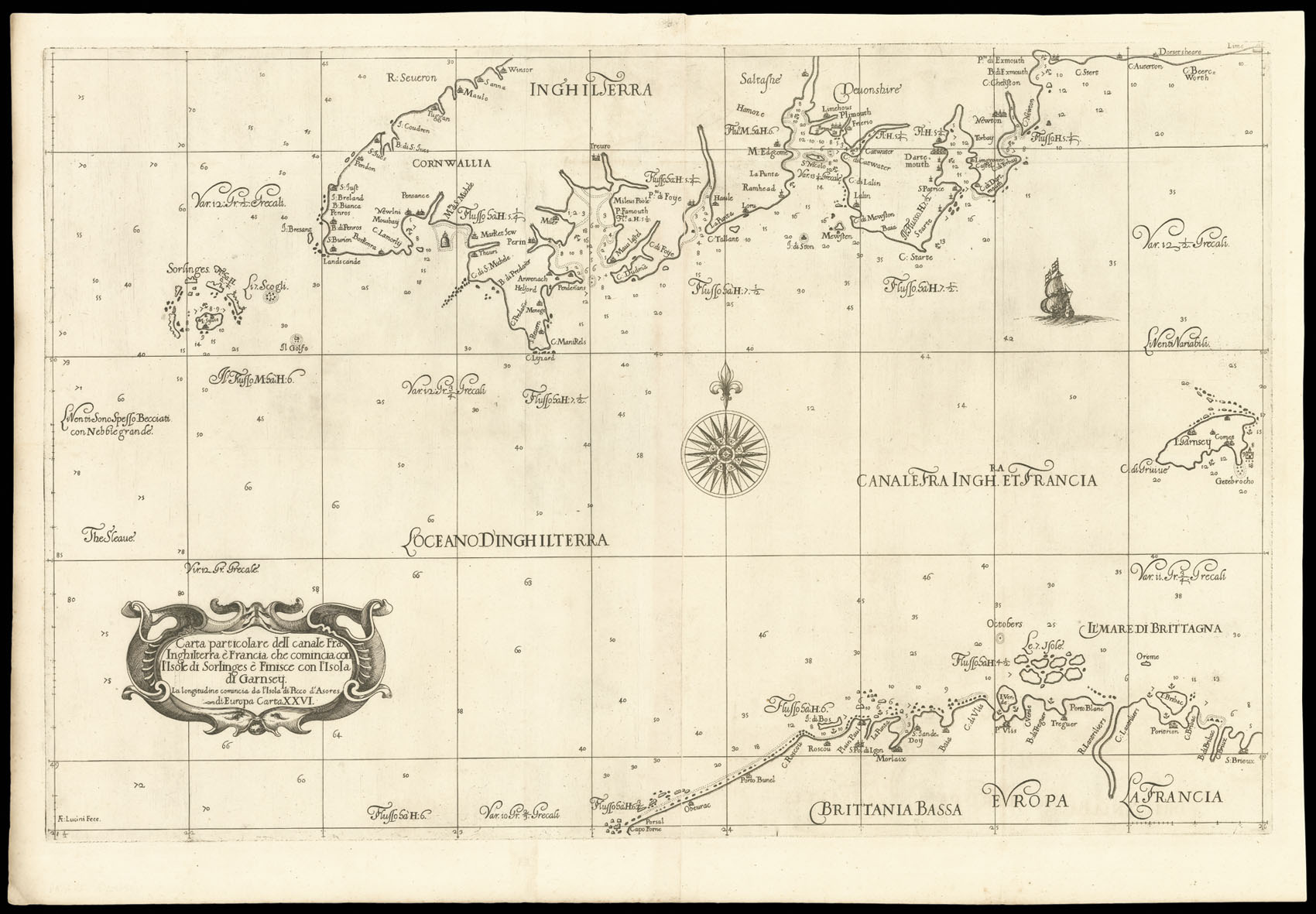 [DUDLEY, Robert] [Cornwall] Carta particolare dell canale fra Inghilterra