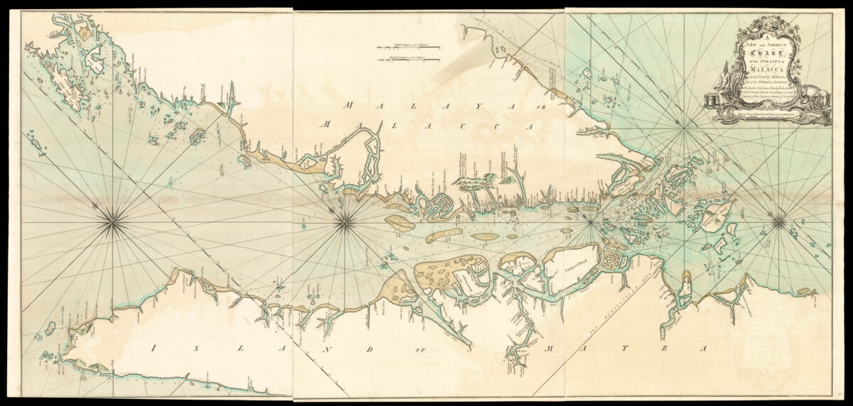 [?LARKEN, James or James MYNDE, after HERMANUS OHDEN, Pieter, and Gerrit de HAAN] A new and correct chart of the straits of Malacca,