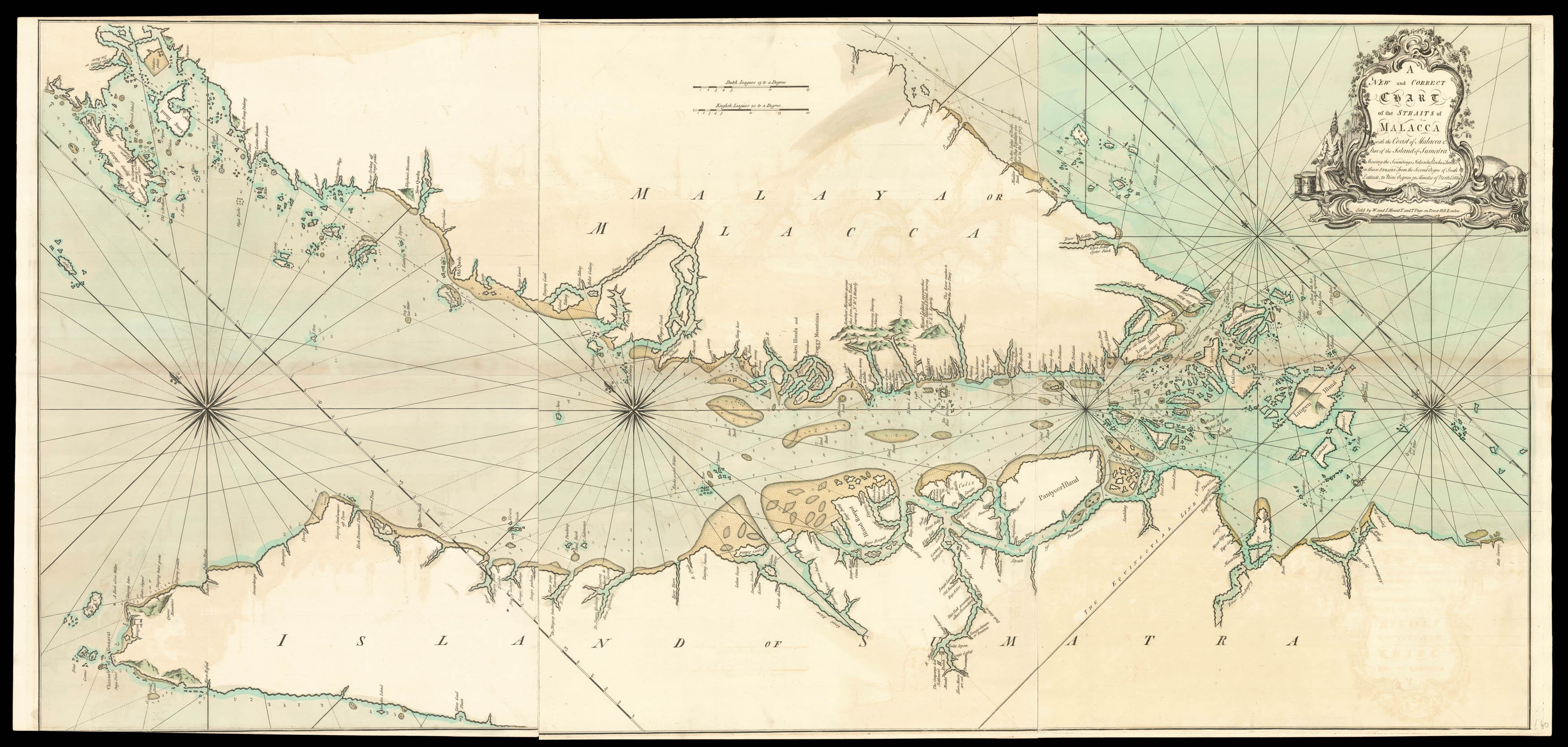 [?LARKEN, James or James MYNDE, after HERMANUS OHDEN, Pieter, and Gerrit de HAAN] A new and correct chart of the straits of Malacca,