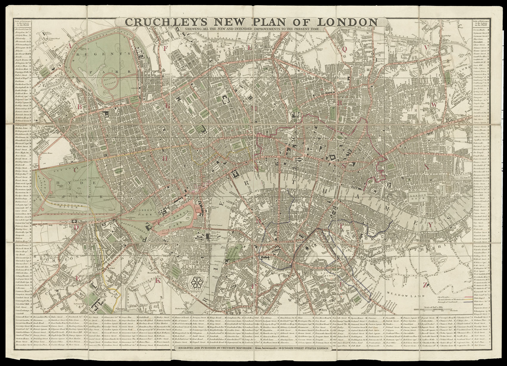 CRUCHLEY, [George Frederick] Cruchley's New Plan of London