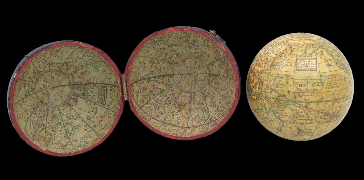 [ANONYMOUS, after MOLL, Herman] A Correct Globe with the new Discoveries. [and] A Correct Globe with ye New Constelations of Dr. Halley &c.