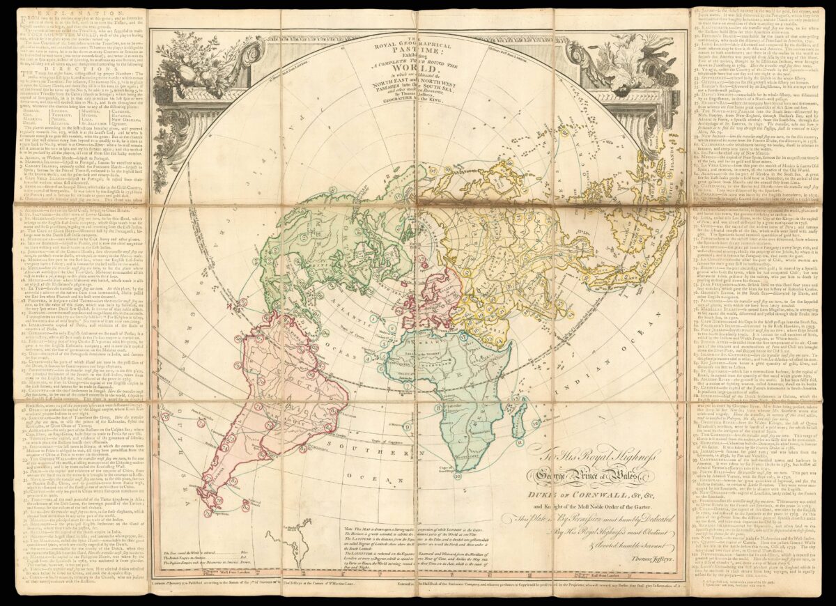 JEFFERYS, Thomas [Game map] The Royal Geographical Pastime