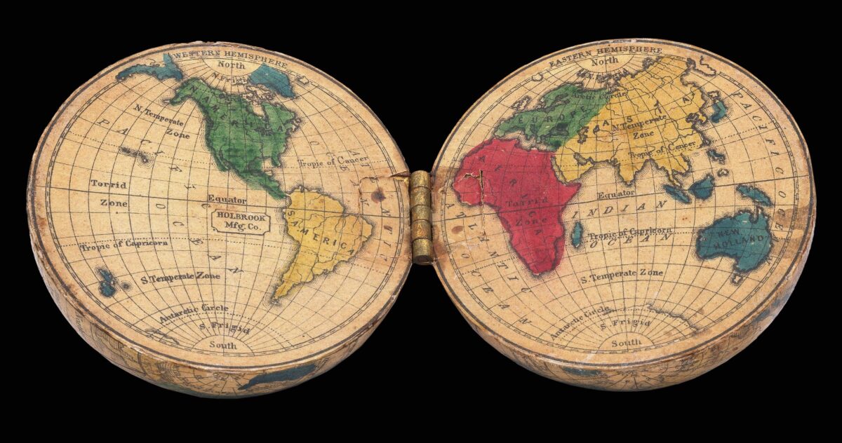 [HOLBROOK, Alfred and HOLBROOK, Dwight] [Hinged pocket globe].
