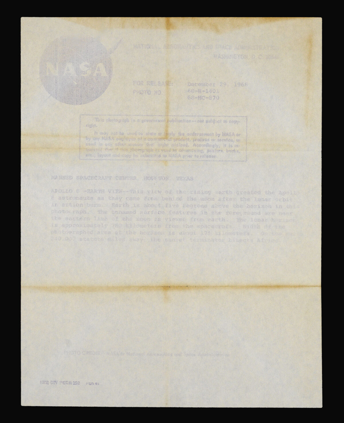 ANDERS, William APOLLO 8 – Earth view