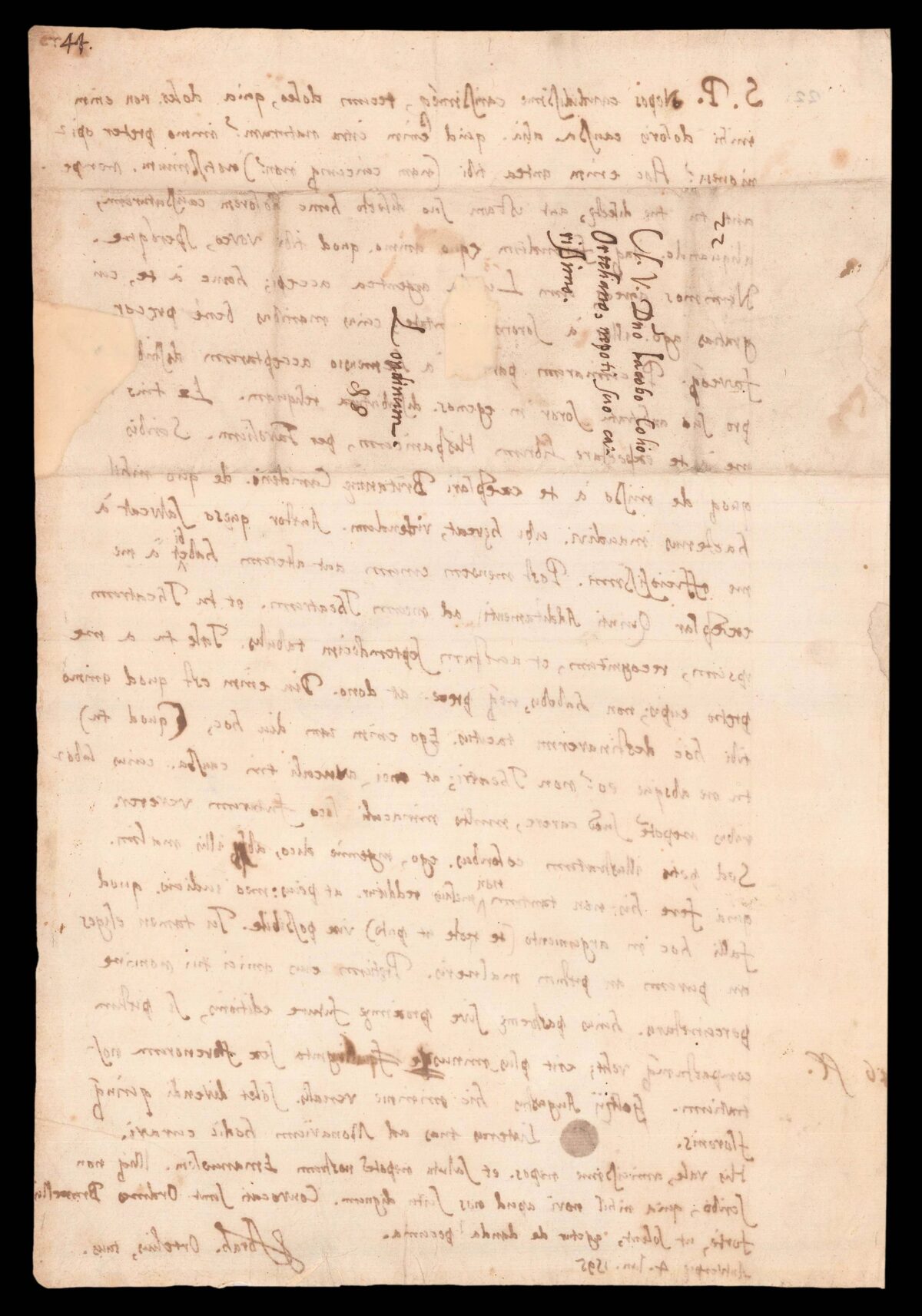 ORTELIUS, Abra[ham] [Autograph letter to his nephew].
