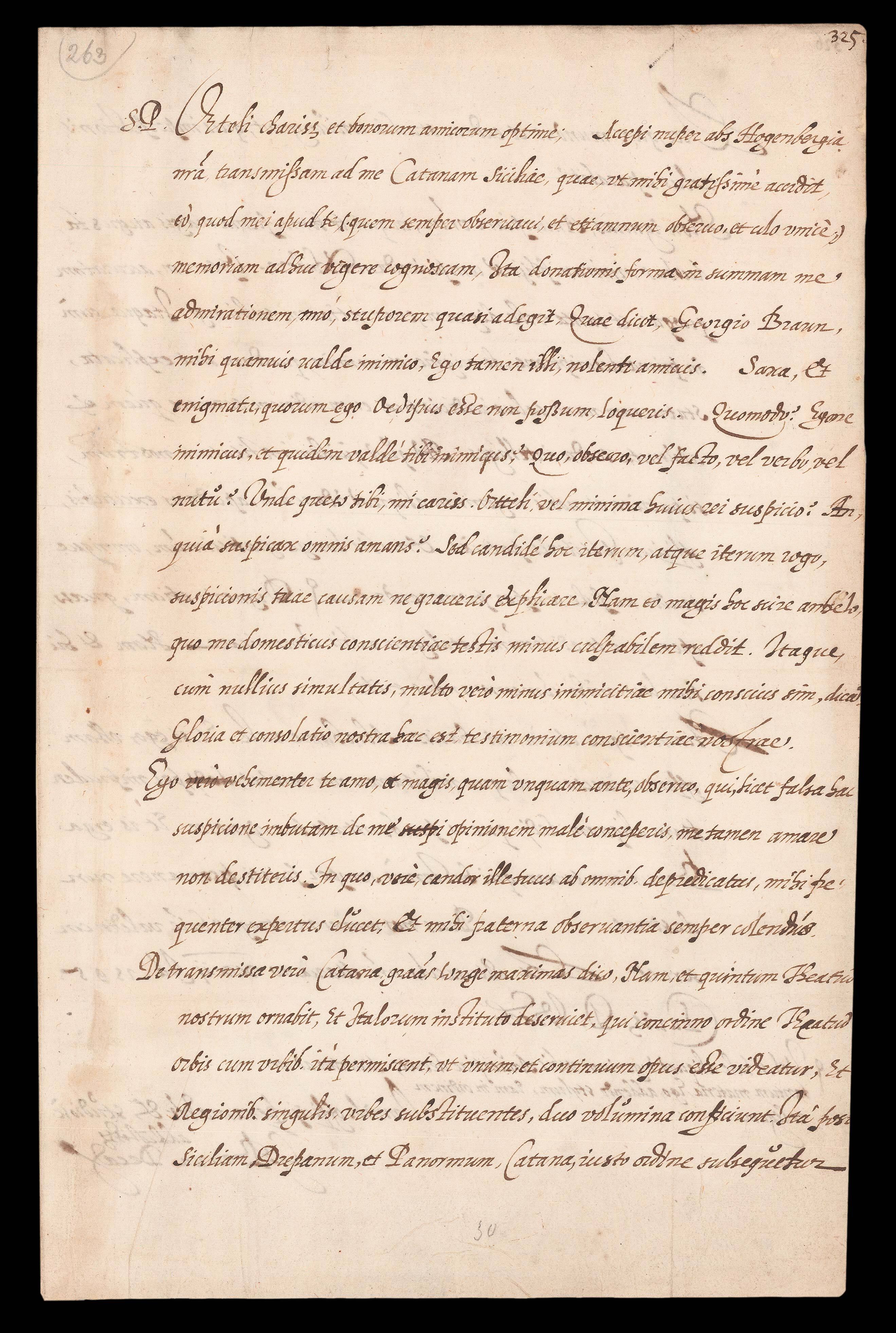 BRAUN, G[eorg] [Autograph letter to Ortelius].