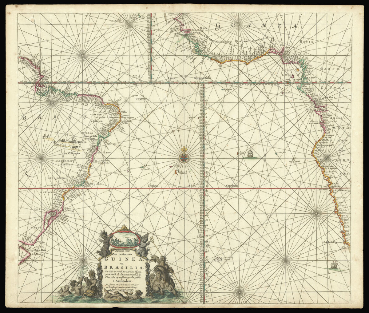KEULEN, Johannes van Paascaarte vande Zee custen van Guinea en Brasilia;