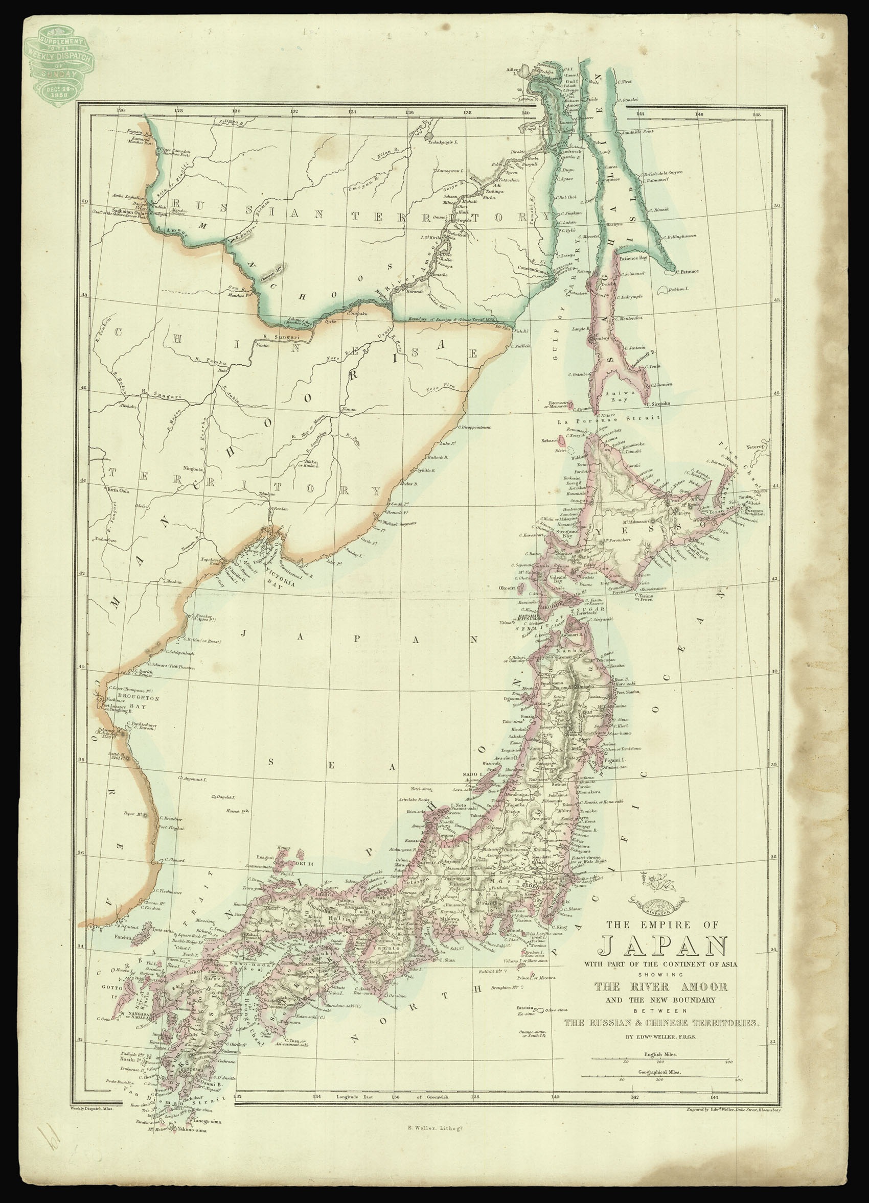 WELLER, Edward The Empire of Japan with part of the Continent of Asia.