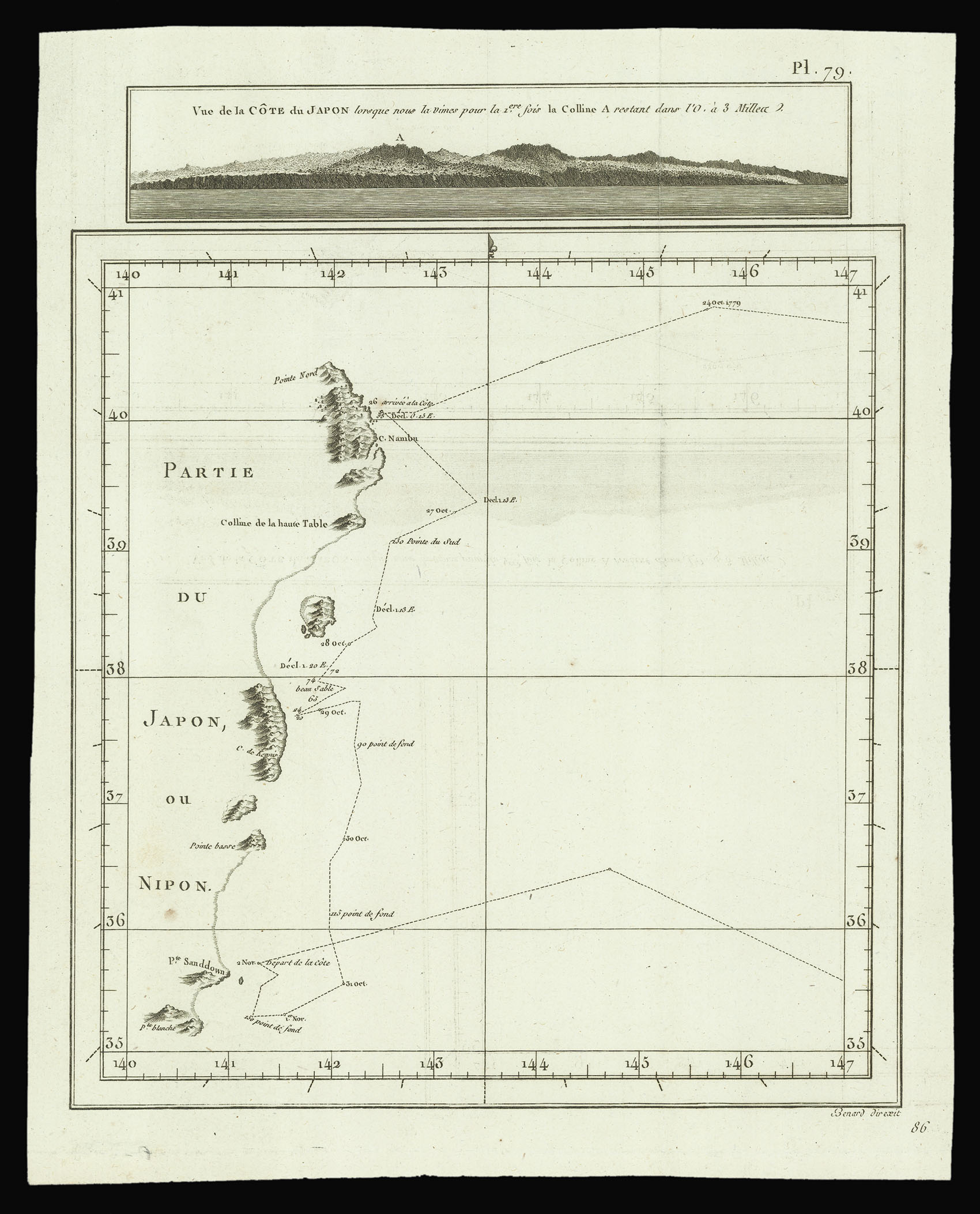 COOK, Captain James R.N., F.R.S.; and Robert BENARD Vue de la Côte du Japon