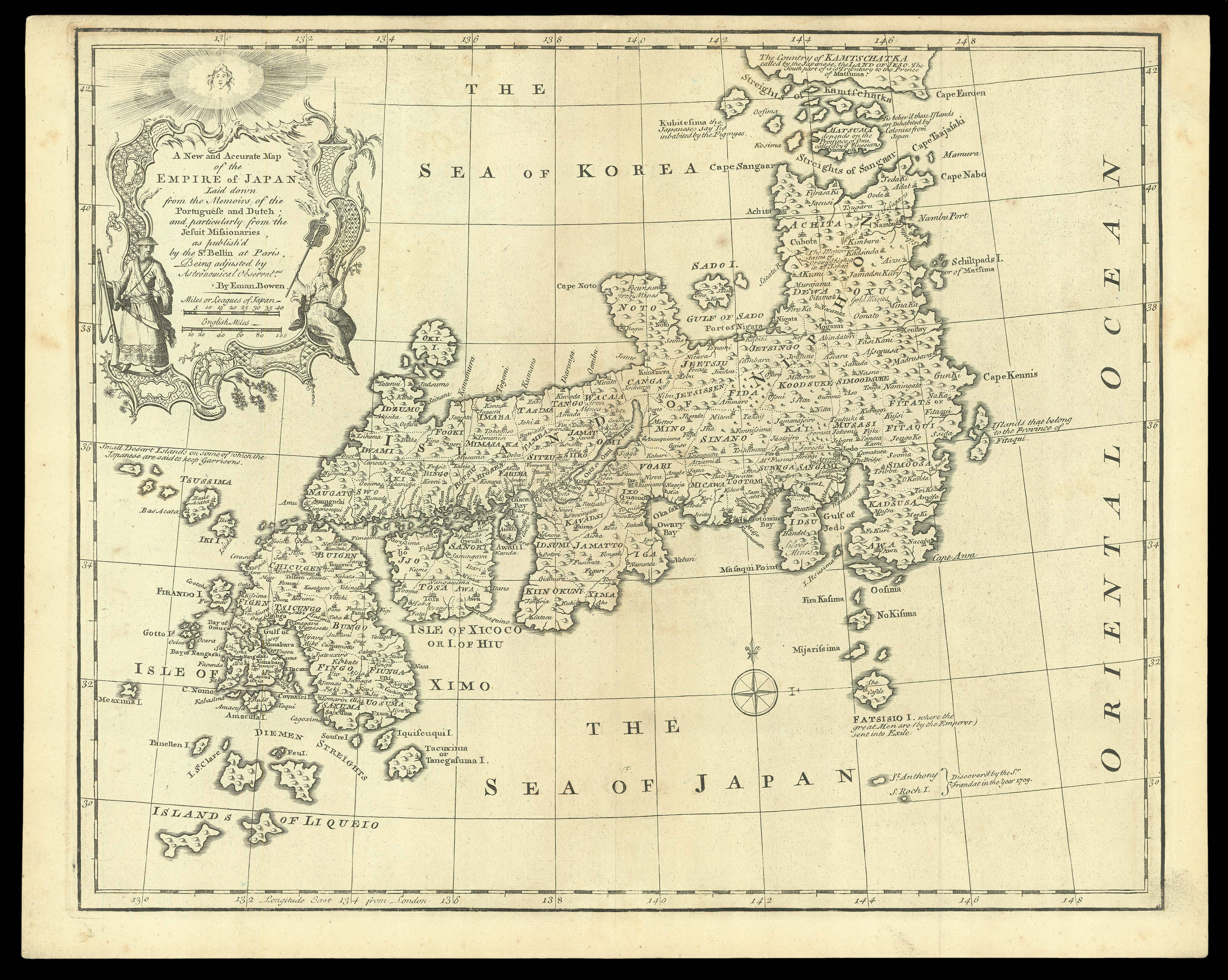 BOWEN, Emanuel and BELLIN, Jacques-Nicolas A New and Accurate Map of the Empire of Japan.