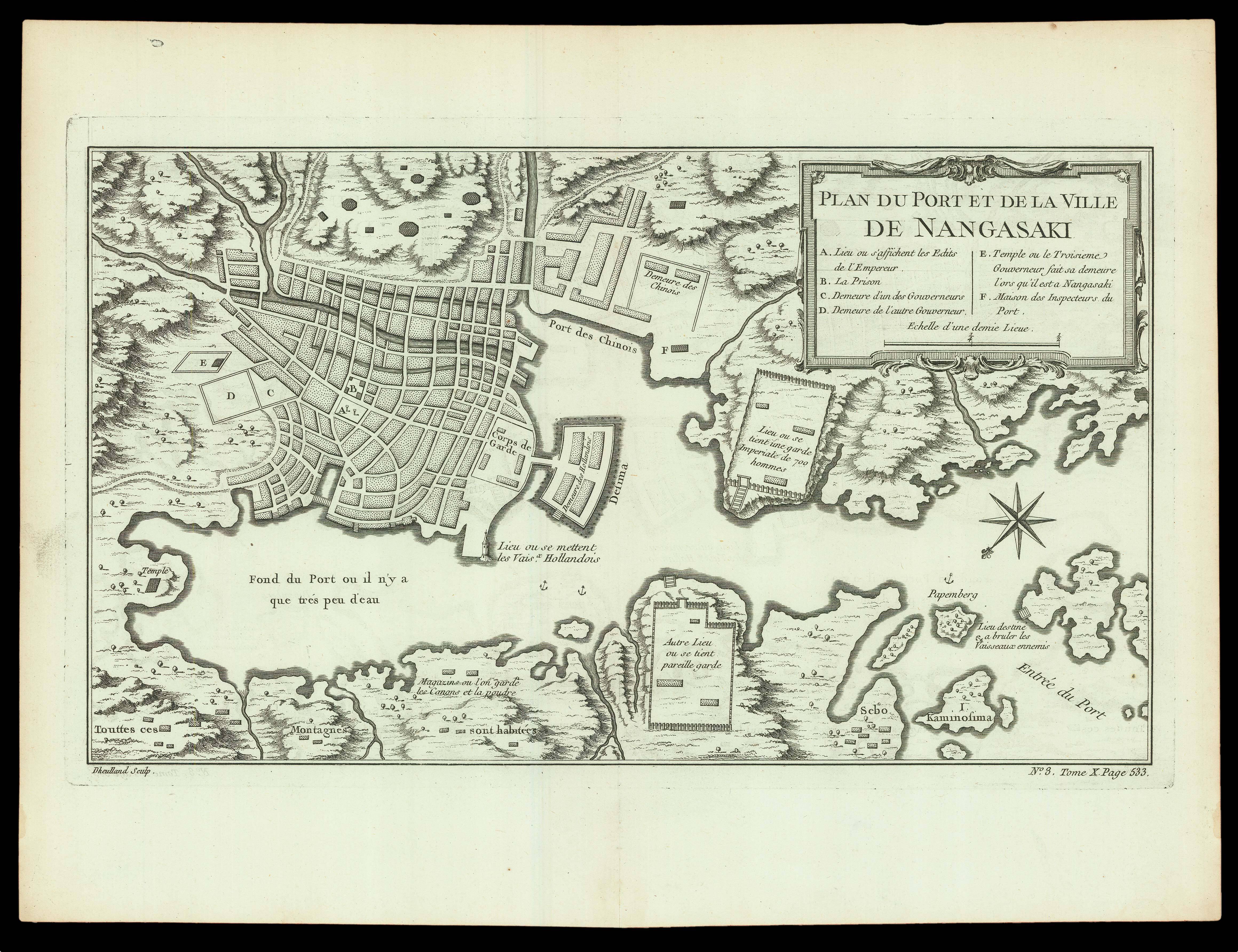 PRÉVOST, Abbé Antoine François de Plan du Port et de la Ville de Nangasaki