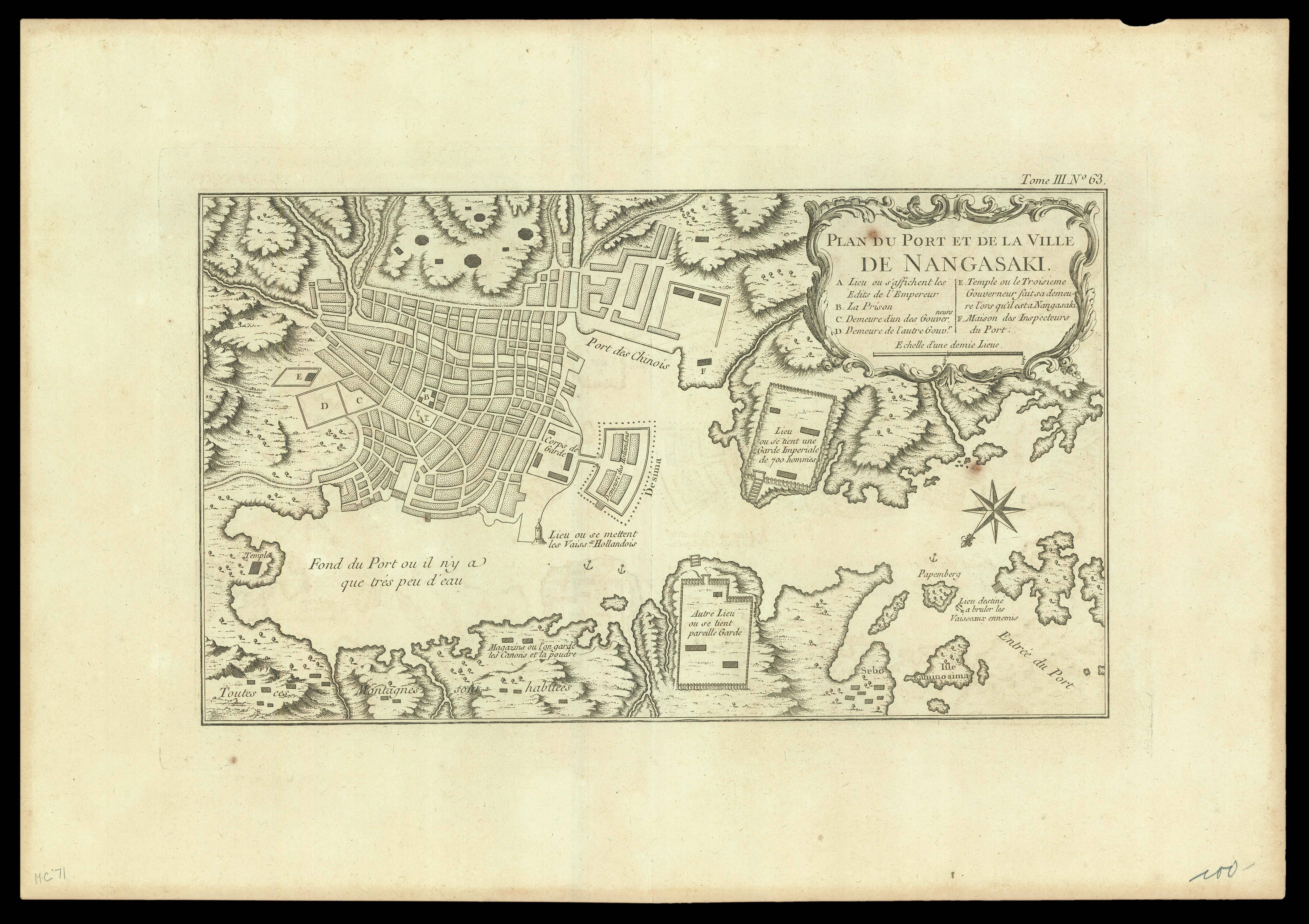 BELLIN, Jacques Nicolas Plan du Port et de la Ville de Nangasaki