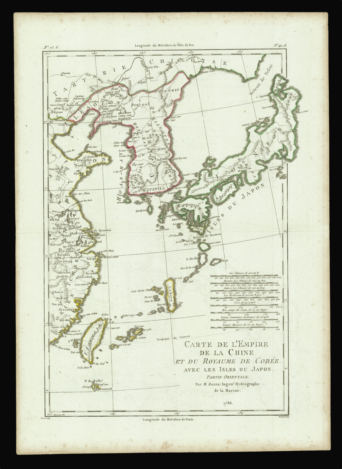 BONNE, Rigobert and PERRIER, François Gabriel Carte de L'Empire de la Chine et du Royaume de Corée avec les Isles du Japon