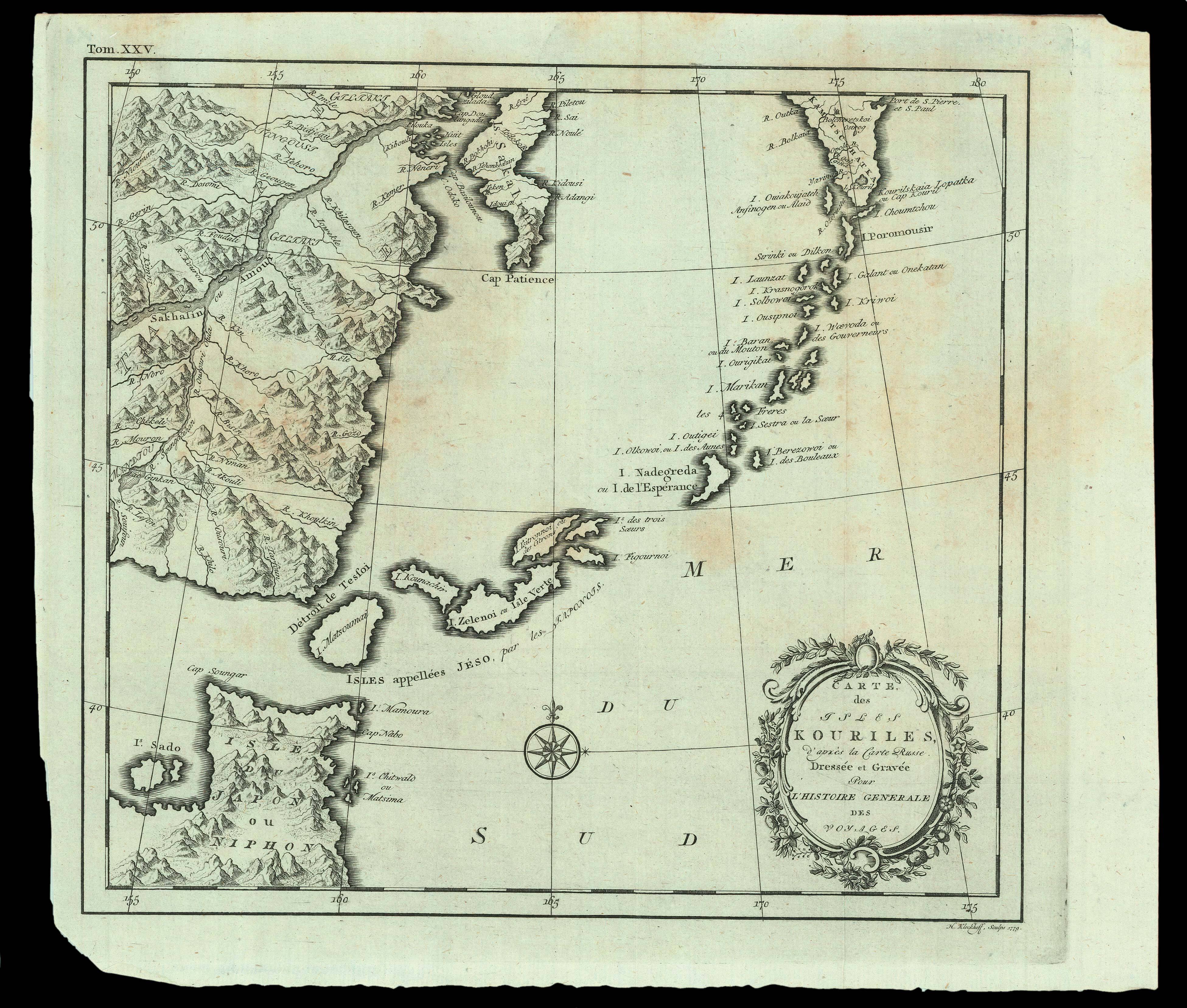 KLOCKHOFF, Hendrik after Jacques Nicolas BELLIN Carte des Isles Kouriles, d'après la Carte Russe.