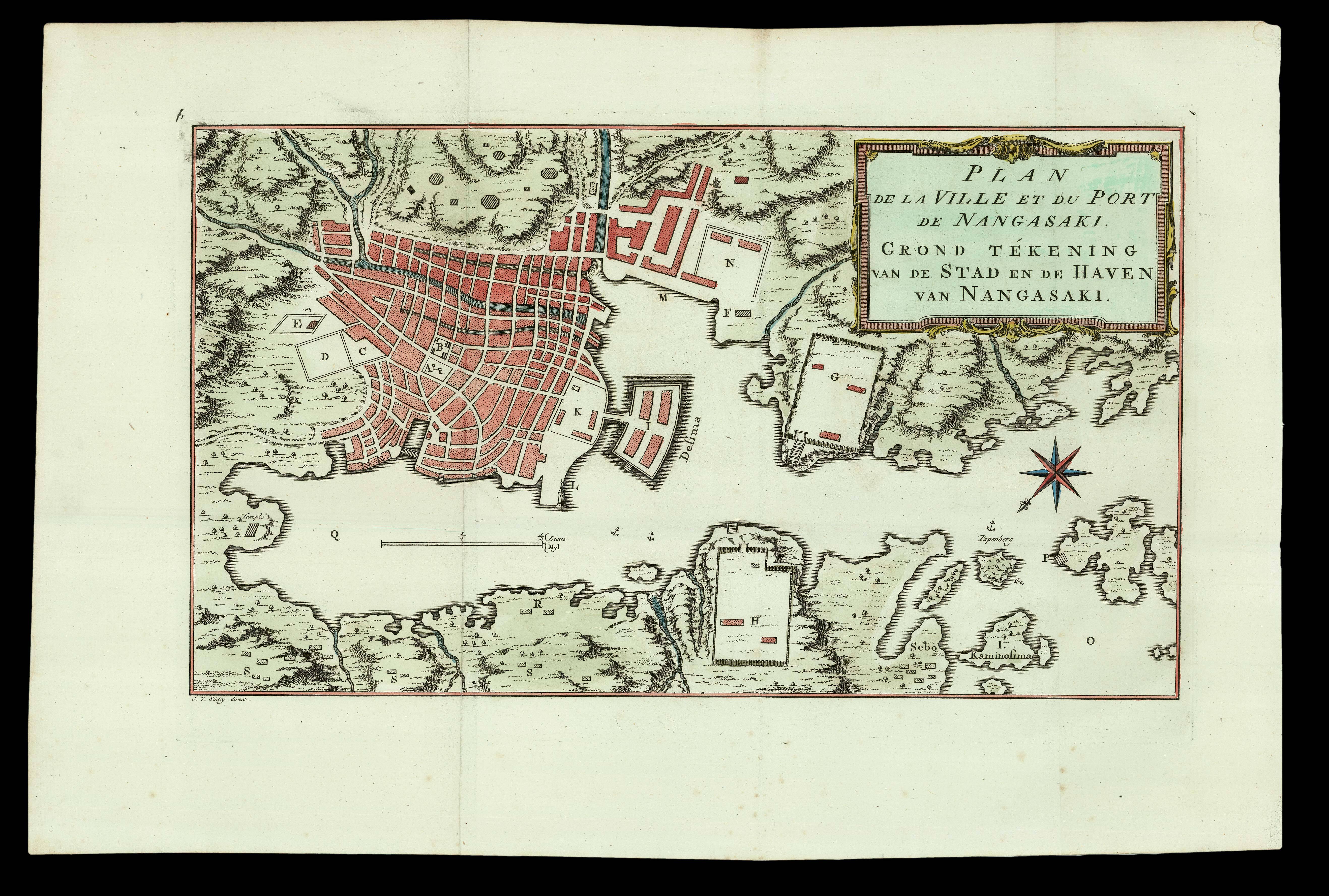 VAN DER SCHLEY, Jacob after BELLIN, Jacques Nicolas Plan de la Ville et du Port de Nangasaki
