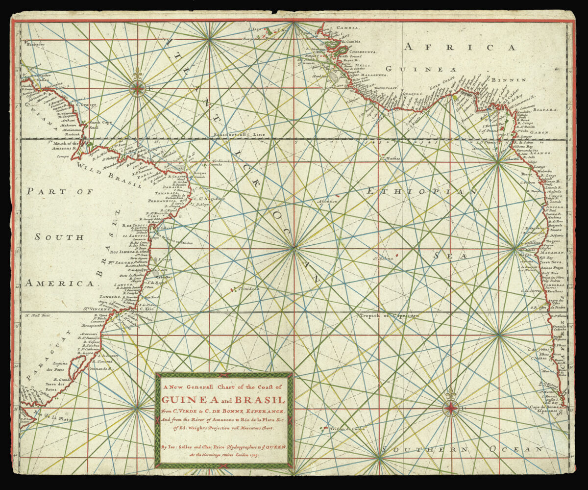 SELLER, Jeremiah and PRICE, Charles A New Generall Chart of the Coast of Guinea and Brasil