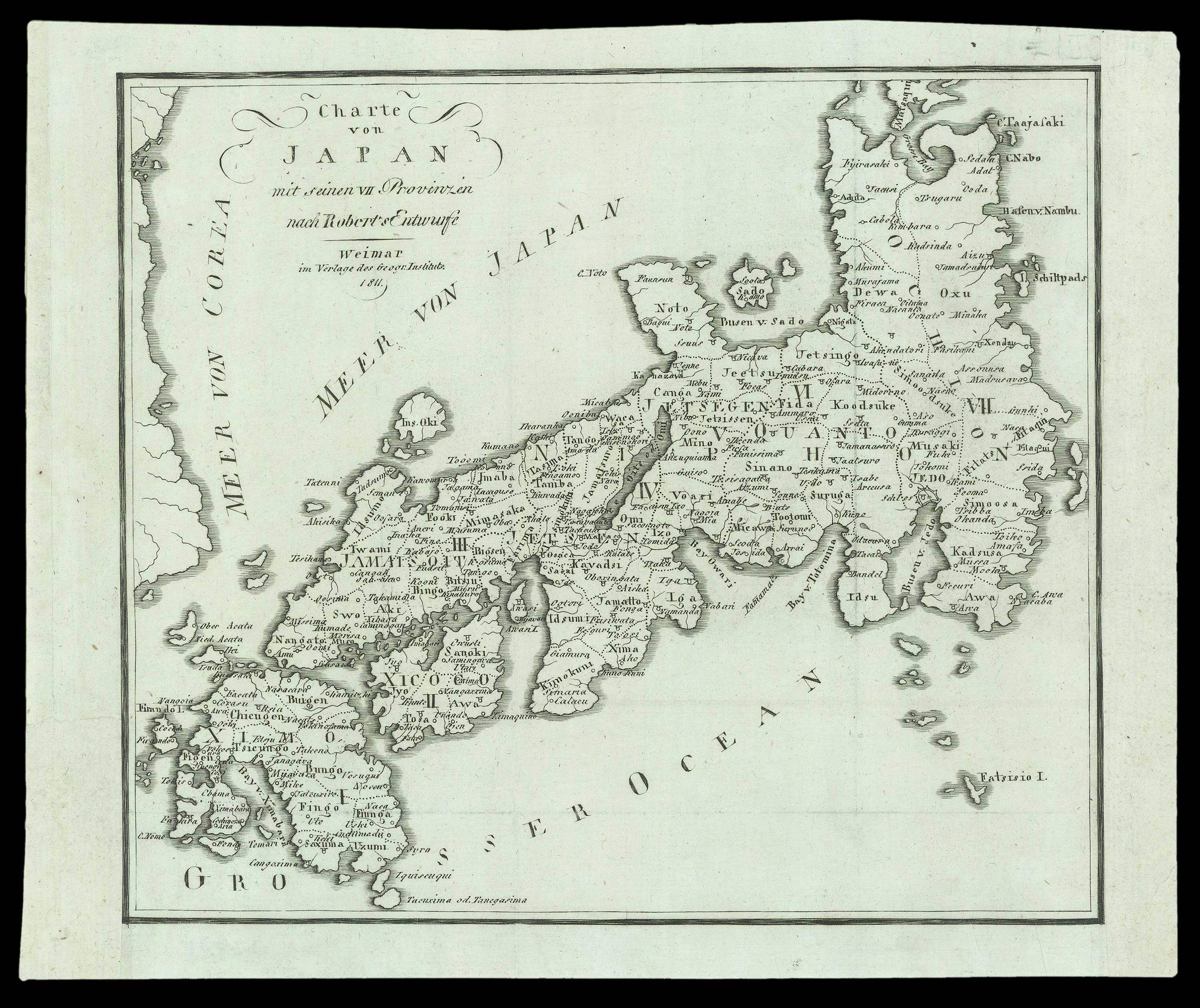 After DE VAUGONDY, Gilles Robert Charte von Japan mit seinem VII Provinzen nach Robert's Entwurfe
