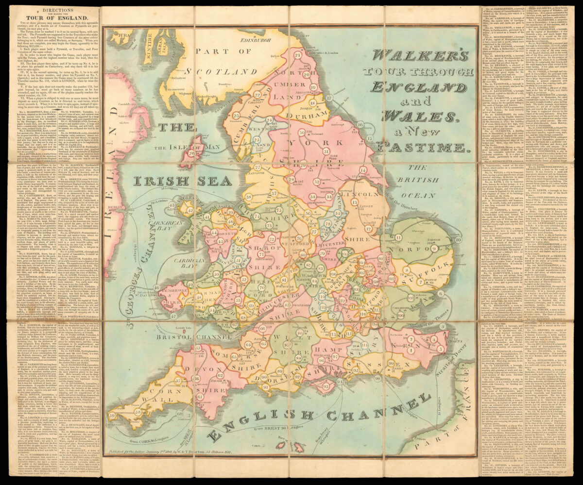 WALKER, John [Game map] Walker's Tour through England and Wales, a New Pastime.
