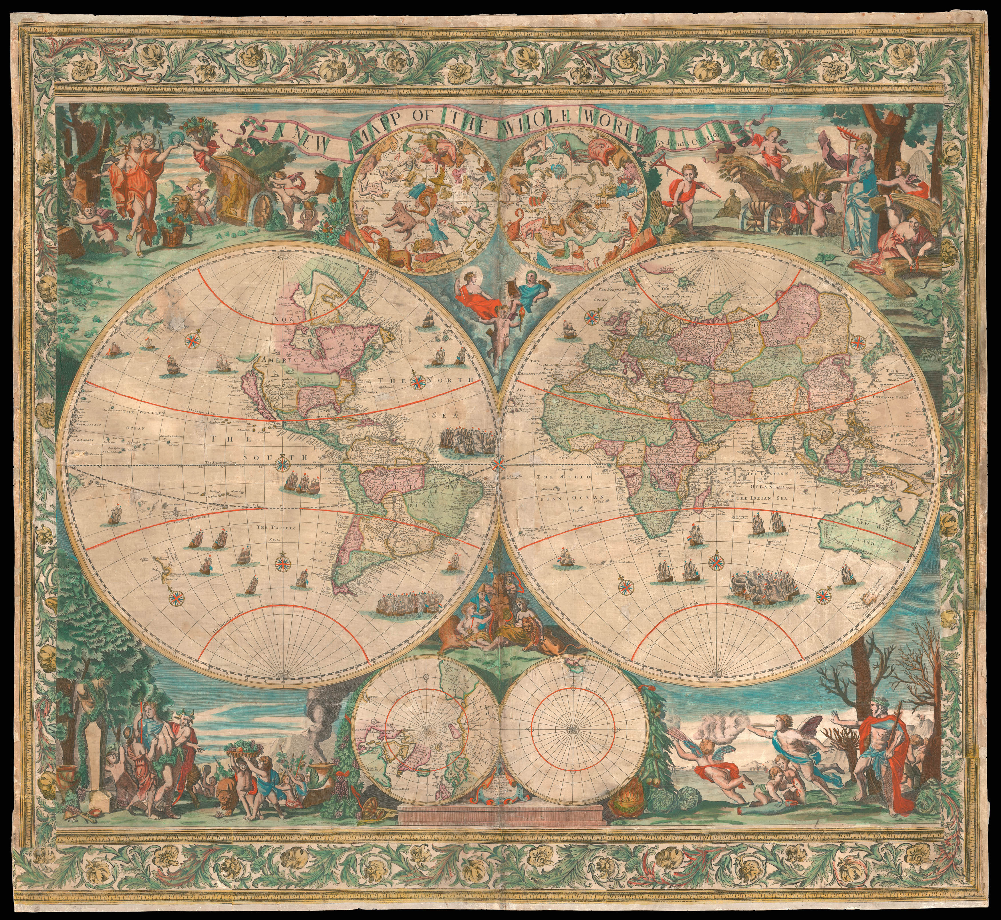 OVERTON, Henry A New Mapp of the Whole World.